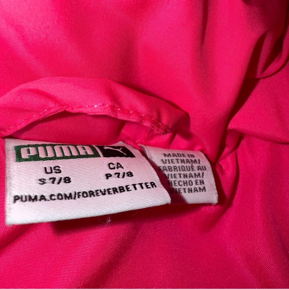 Puma Girl's Pink Puffer Vest With Silver Puma Logo Girls Size Small 7/8 Pre Own - Picture 7 of 7
